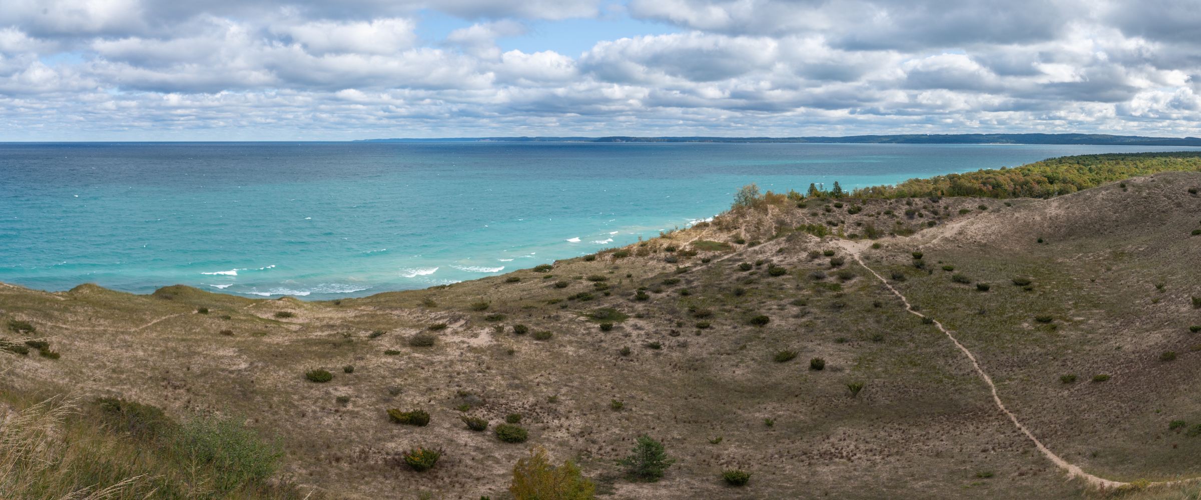 Lake Michigan shoreline and dunes at Pyramid Point, Leelanau County
